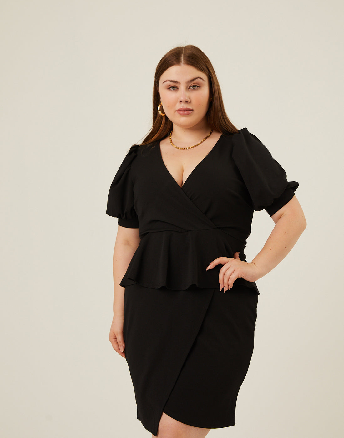 Adrianna Papell Shutter Peplum Gown Black Size 4 - Dresses
